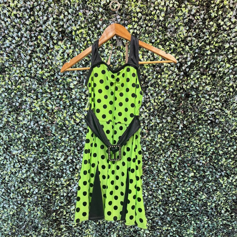 Green and Black Polka Dot Dance Dress Costume